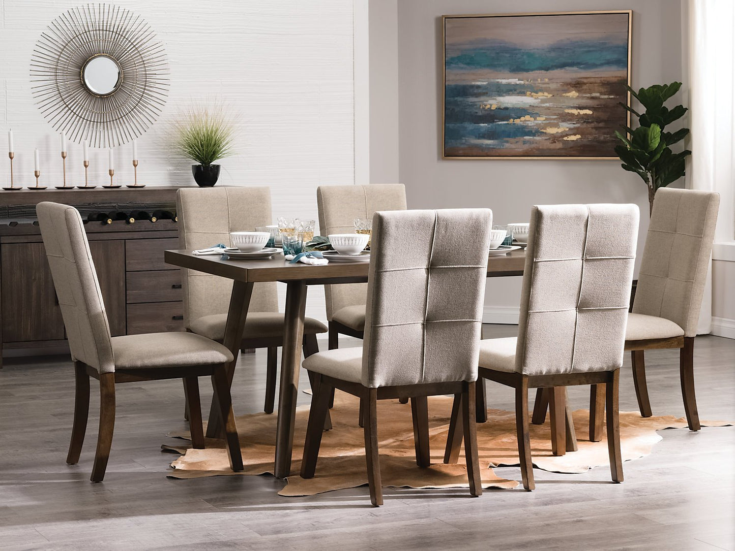 Argyle Fabric Dining Chair - Beige