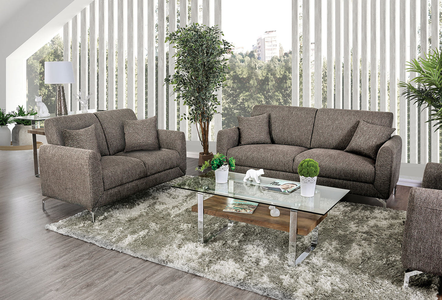 Lauritz Brown Sofa + Love Seat