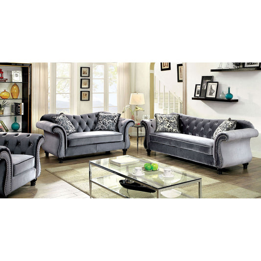 JOLANDA Gray Sofa + Love Seat