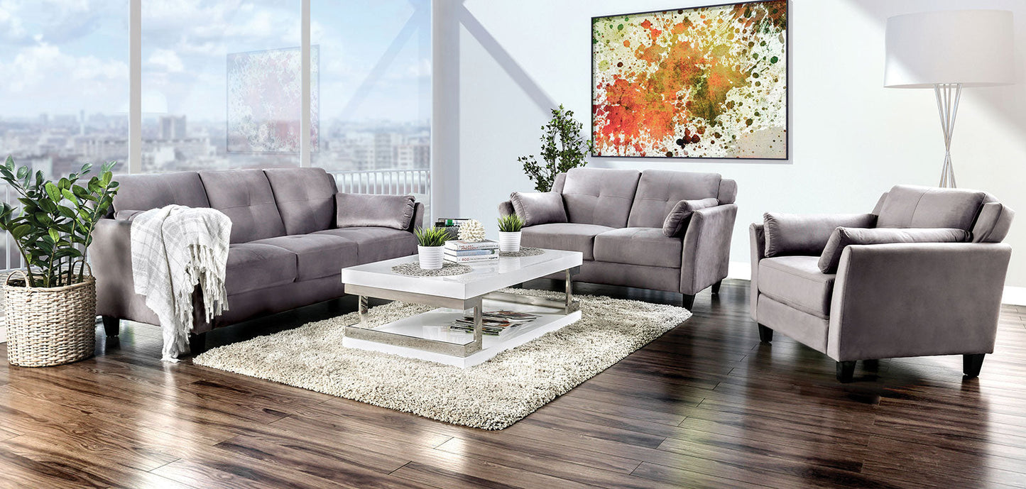 YSABEL Sofa + Love Seat + Chair, Warm Gray