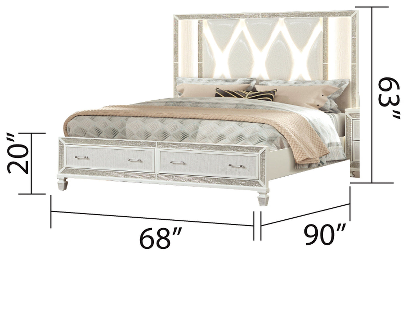 Crystal Queen 5 Piece Storage Wood Bedroom Set Finished