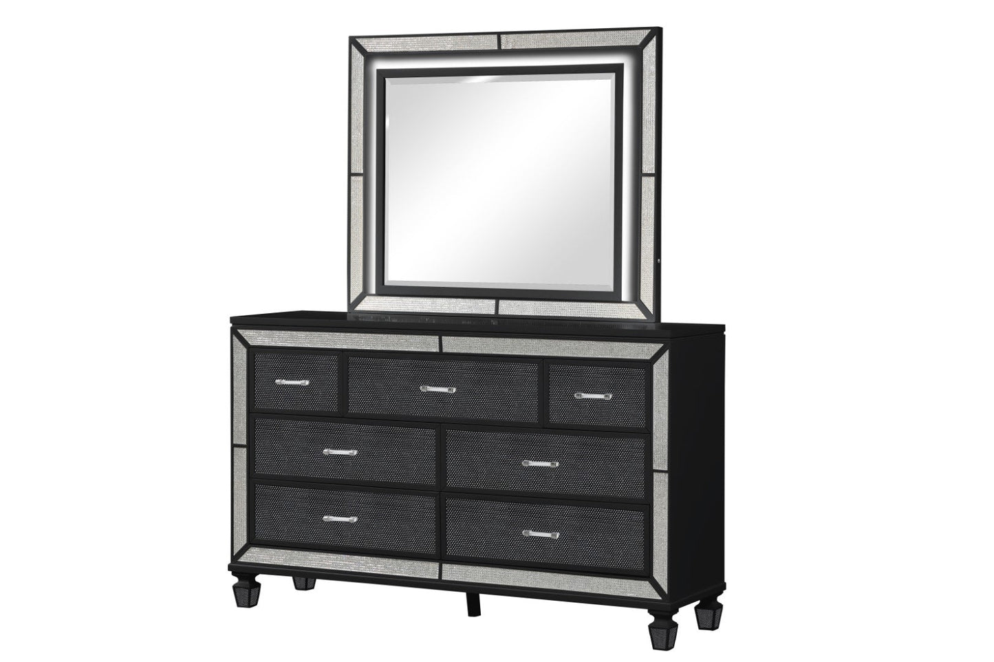 Galaxy Home Crystal Dresser Made With Wood Finished Black Wood