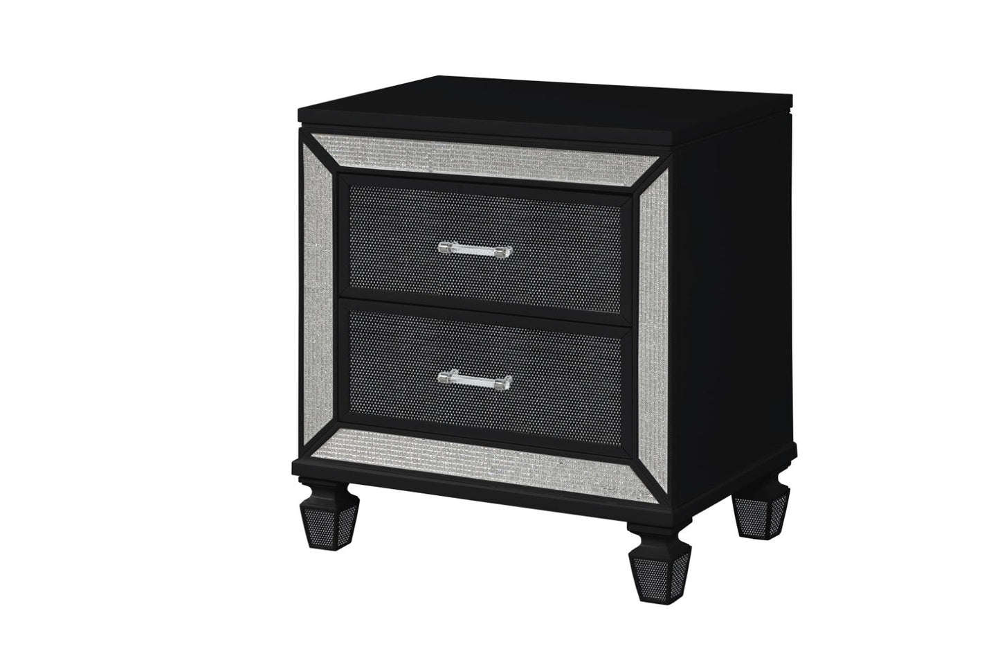 Galaxy Home Crystal Nightstand Made With Wood Finished Black Wood