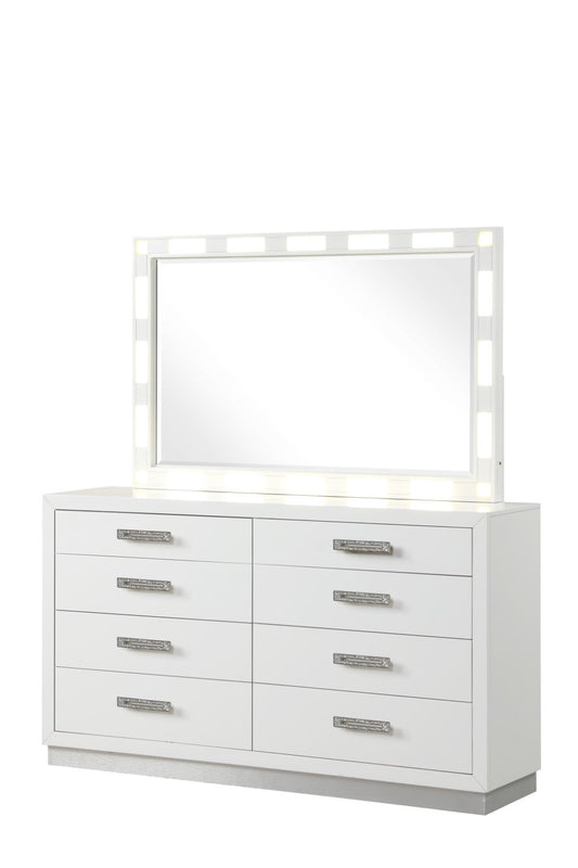 Galaxy Home Coco 8 Drawer Dresser Made with Wood Milky White Wood