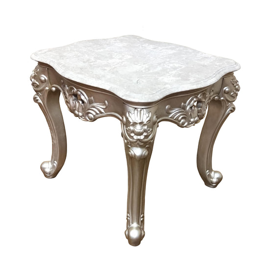 Ariel Transitional Style End Table in Silver finish Wood