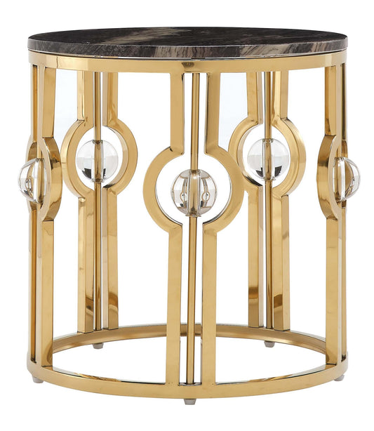 Fallon Modern Style Marble End Table with Metal Base