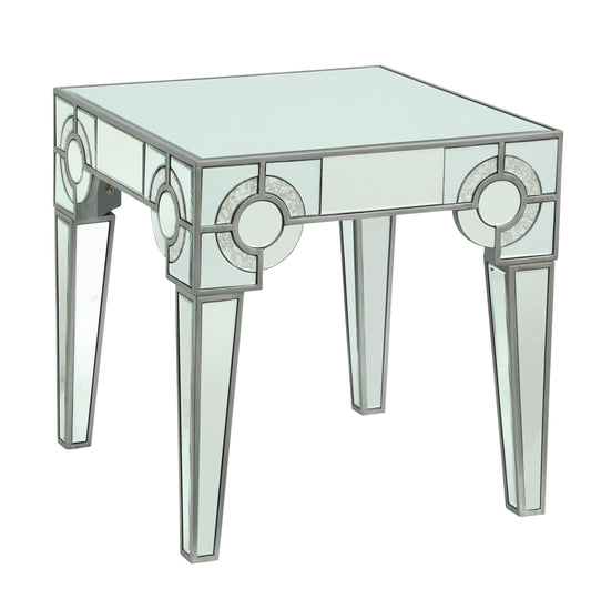 Zoe Modern Style Glass End Table with Silver fiinish
