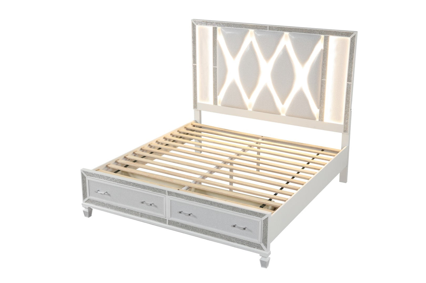 Crystal Queen Storage Bed Made With Wood Finished