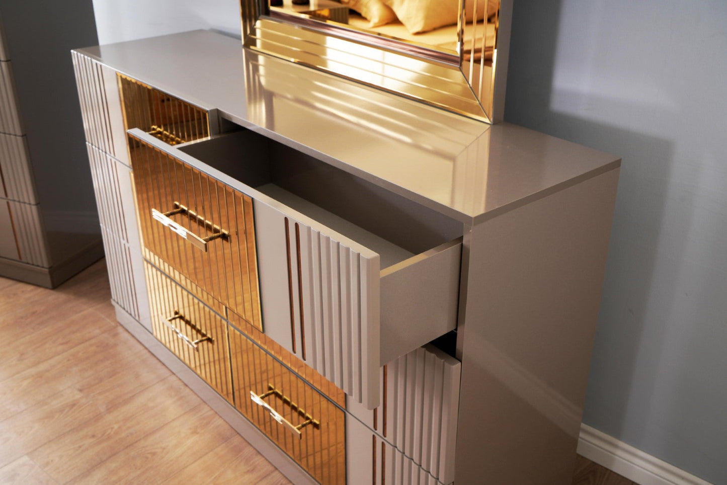 Lorenzo Gold Detailed Dresser made with Wood