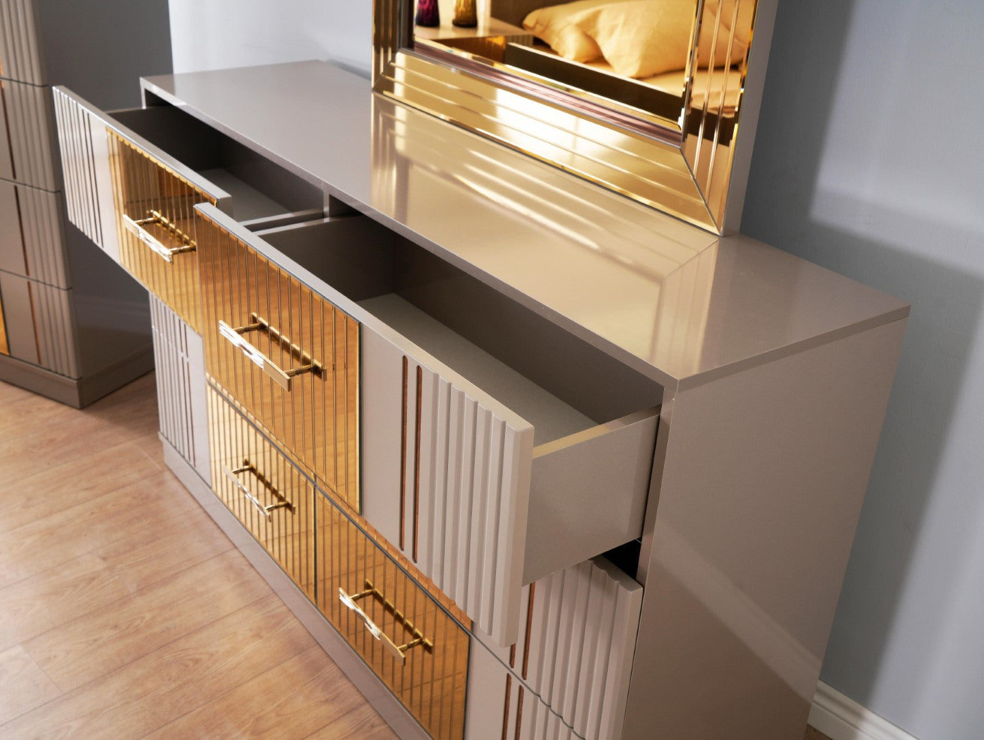 Lorenzo Gold Detailed Dresser made with Wood