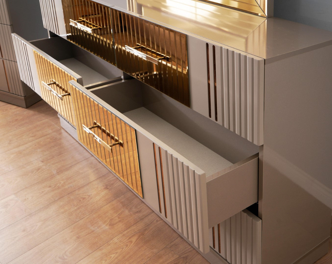 Lorenzo Gold Detailed Dresser made with Wood