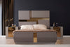 Galaxy Home Lorenzo Gold Detailed Tufted Upholstery King Bed made with Wood Gray Wood