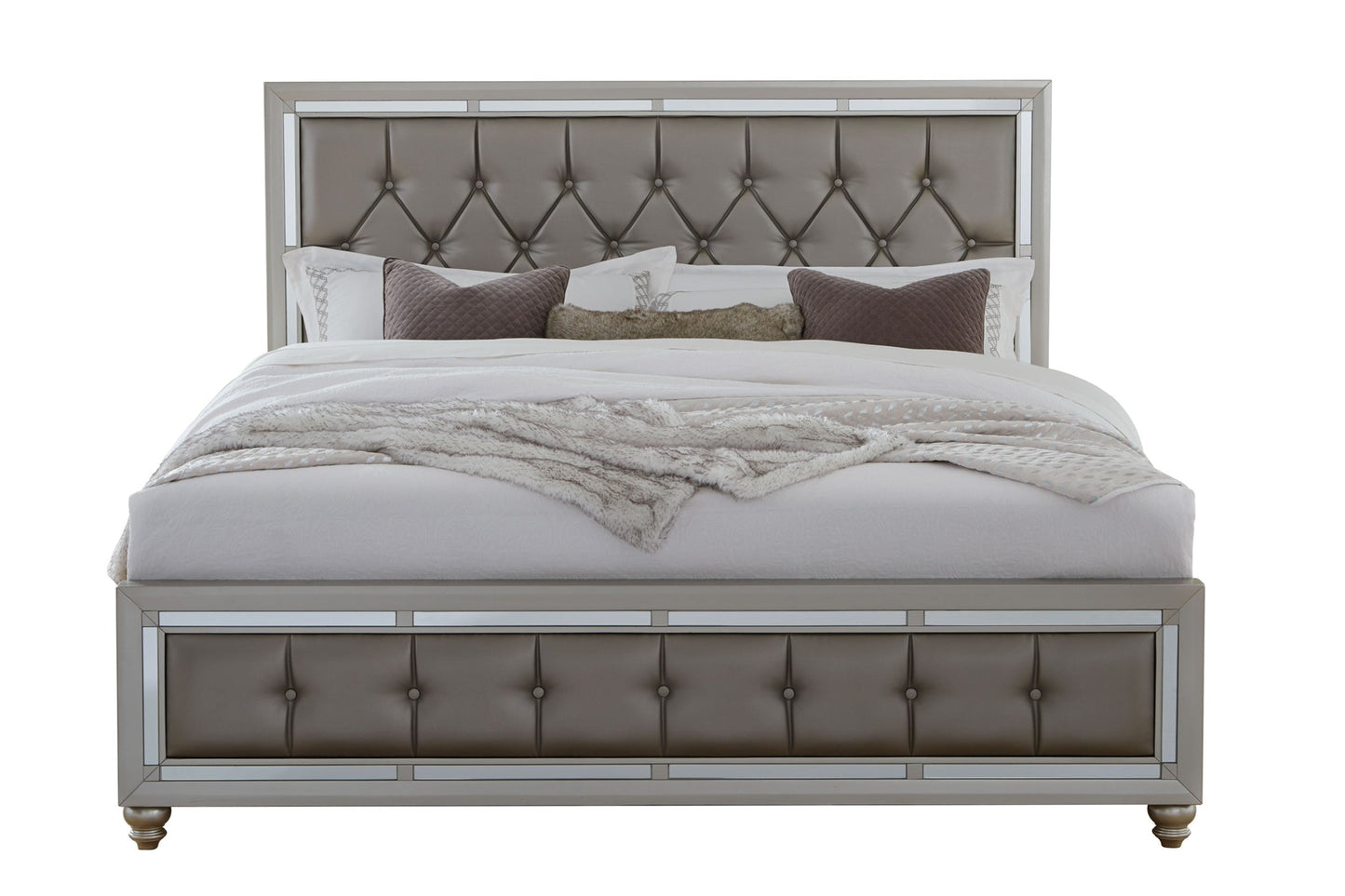 Riley Tufted Bed, Silver