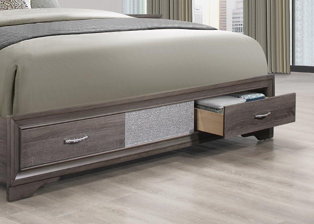 Seville Grey Wood and Veneer Modern Storage Panel Bed