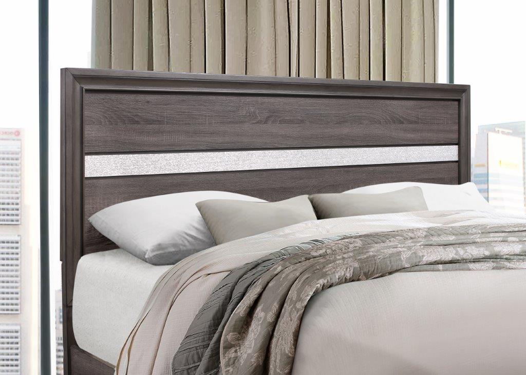 Seville Grey Wood and Veneer Modern Storage Panel Bed