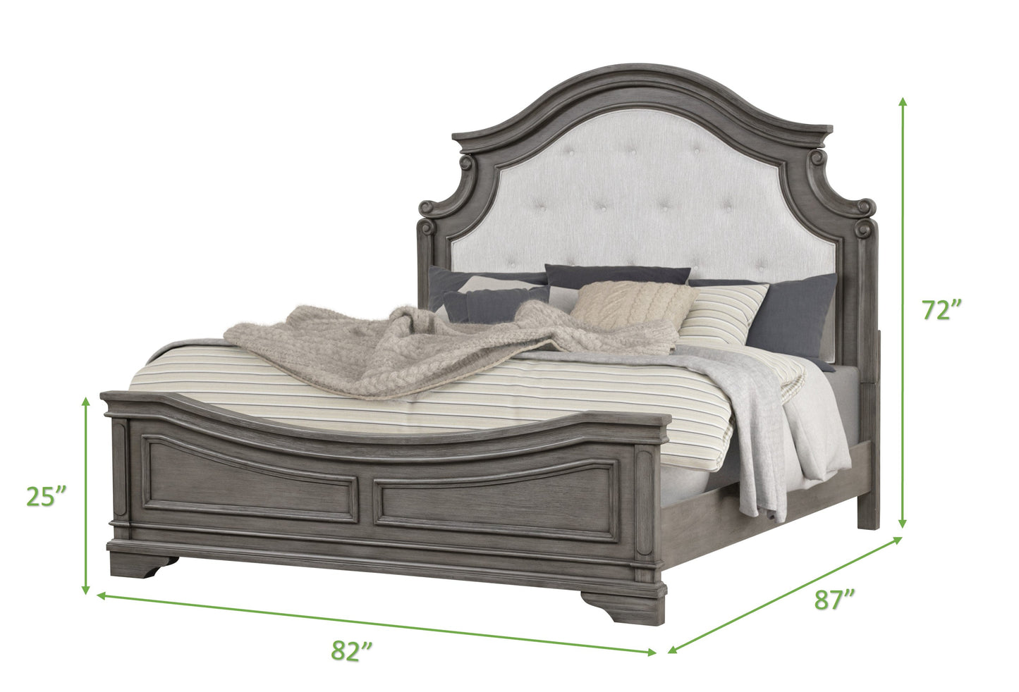 Grace Traditional Style Tufted King Bed Made with Wood