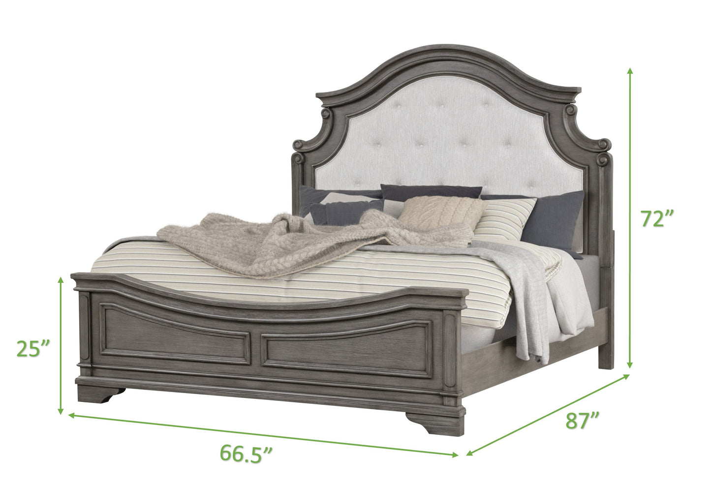 Grace Traditional Style Tufted Queen 4 Piece Bedroom Set Made with Wood