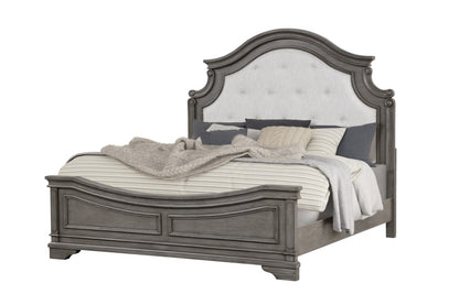 Galaxy Home Grace Traditional Style Tufted King Bed Made with Wood Gray Solid Wood