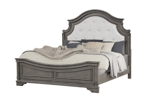 Galaxy Home Grace Traditional Style Tufted Queen Bed Made with Wood Gray Solid Wood