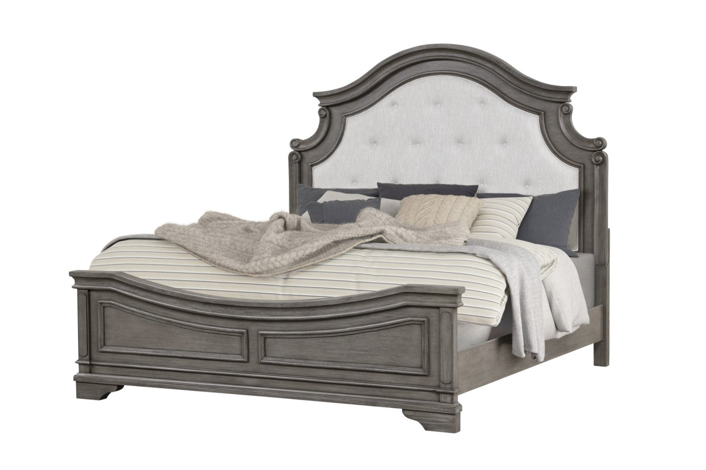 Grace Traditional Style Tufted Queen 5 Piece Bedroom Set Made with Wood