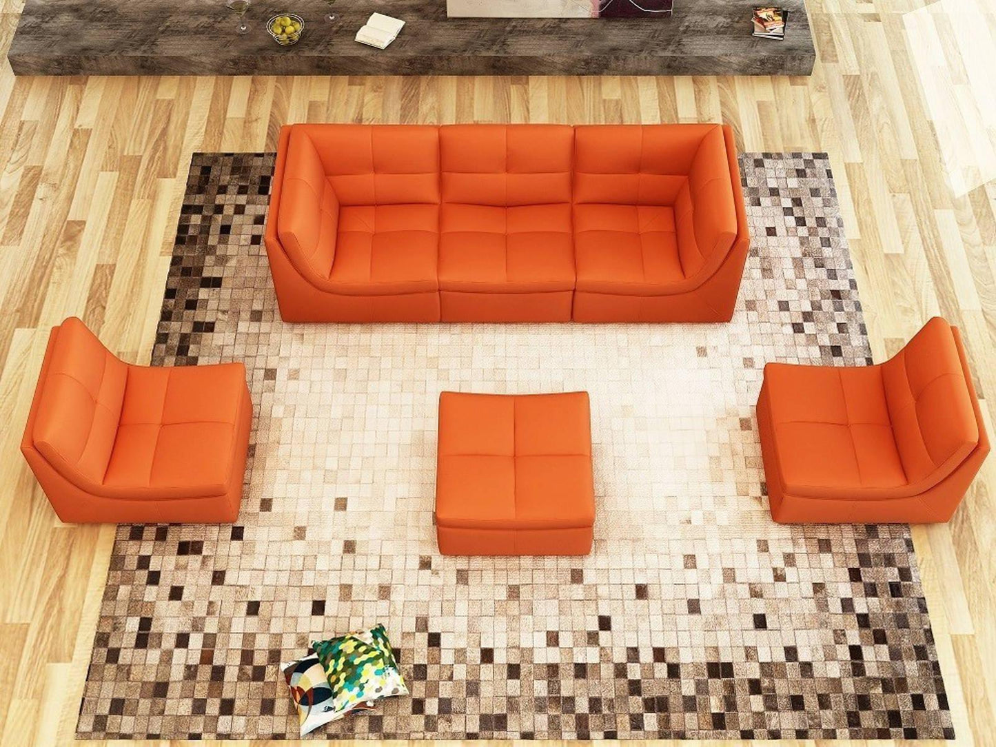 J&M Furniture Lego 6pc Living Room Set in Pumpkin