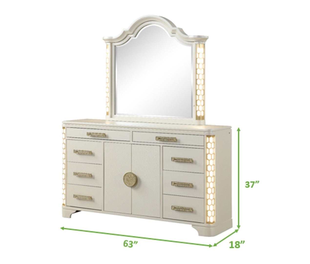 Jasmine Dresser LED with Light Made with Wood