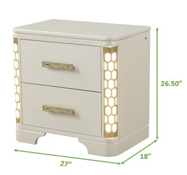 Jasmine Nightstand with LED Light Made with Wood