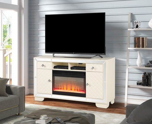 Galaxy Home Madison Solid Wood TV Stand With Electric Fireplace Black Wood