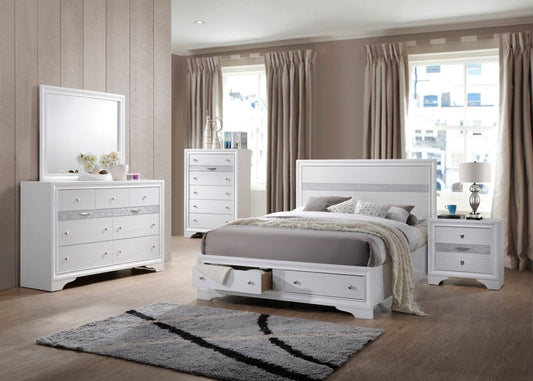 Galaxy Home Matrix Queen 5PC Bedroom Set White Wood