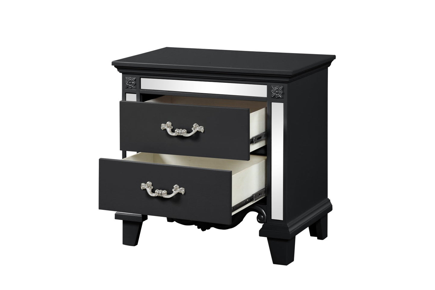 Galaxy Home Milan Mirror Framed Nightstand Made with Wood Black Wood