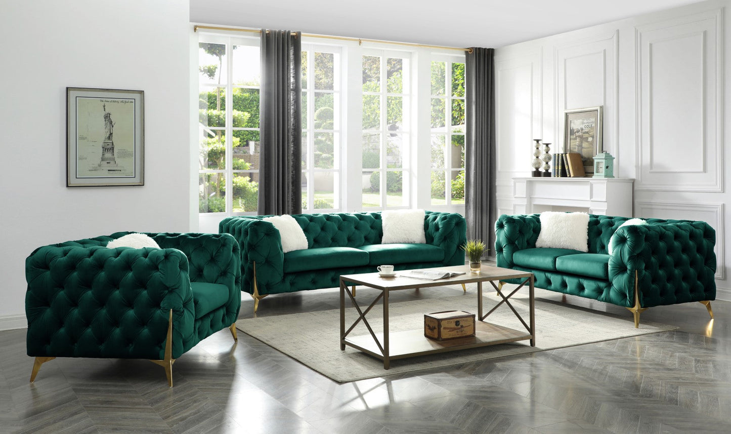 Galaxy Home Moderno 2 Piece Tufted Living Room Set Finished with Velvet Green Velvet