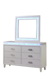 Galaxy Home Passion LED Dresser Made with Wood Milky White Wood