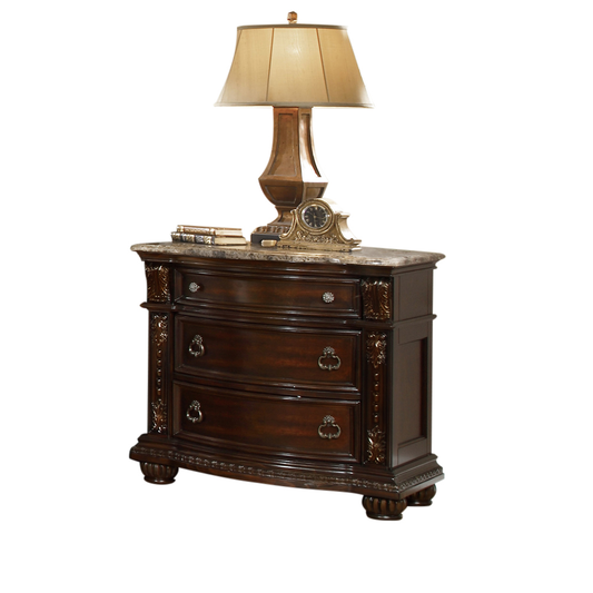 Galaxy Home Roma Traditional Style Nightstand made with Wood Dark Walnut Wood