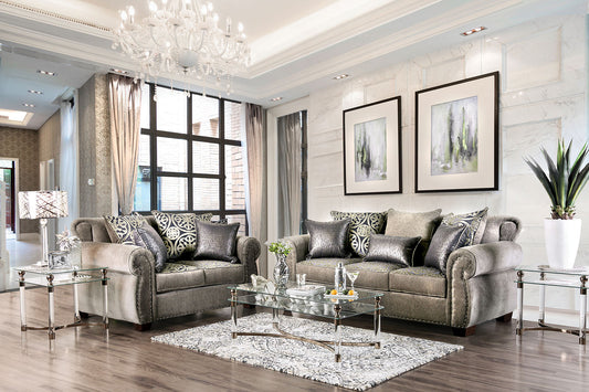 Sinatra Gray/Champagne Sofa + Love Seat