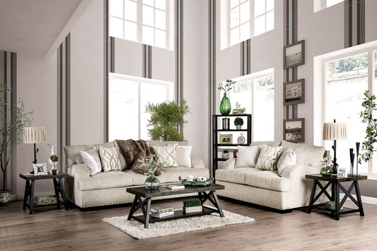 Zayla Golden Ivory Sofa + Love Seat