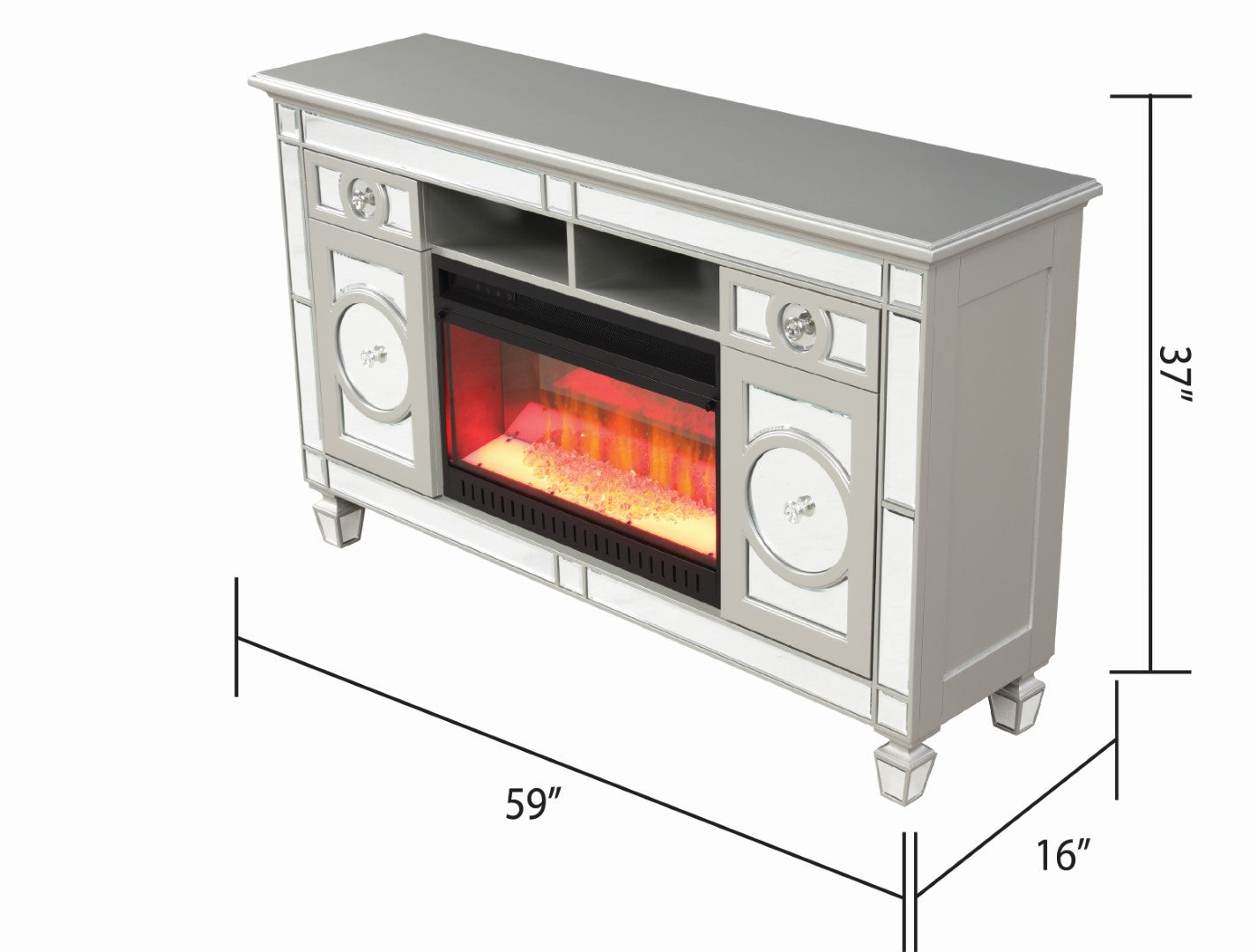 Symphony Solid Wood TV Stand With Electric Fireplace