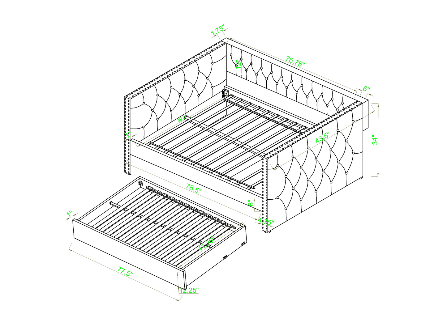 Trina Gray Twin Daybed