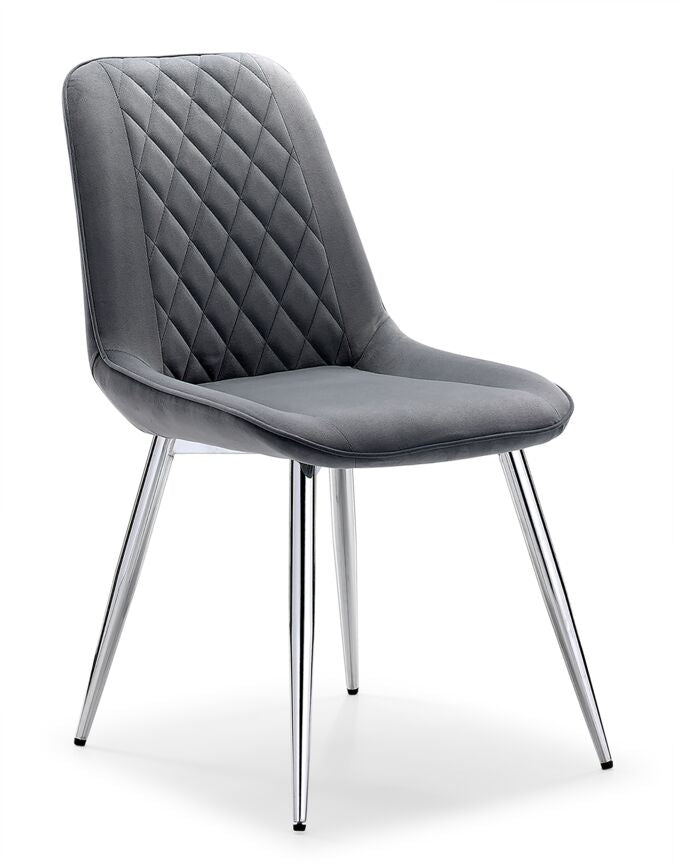 Cronin Velvet Chair - Grey/Chrome