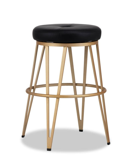 Alton Swivel Counter-Height Stool - Champagne Gold/Onyx