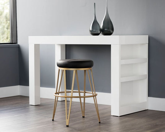 Alton Swivel Counter-Height Stool - Champagne Gold/Onyx