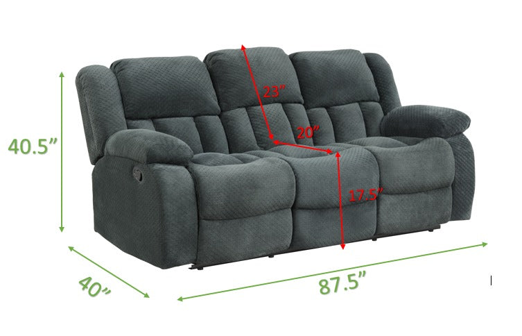Armada Manual Reclining Sofa Made with Chenille Fabric