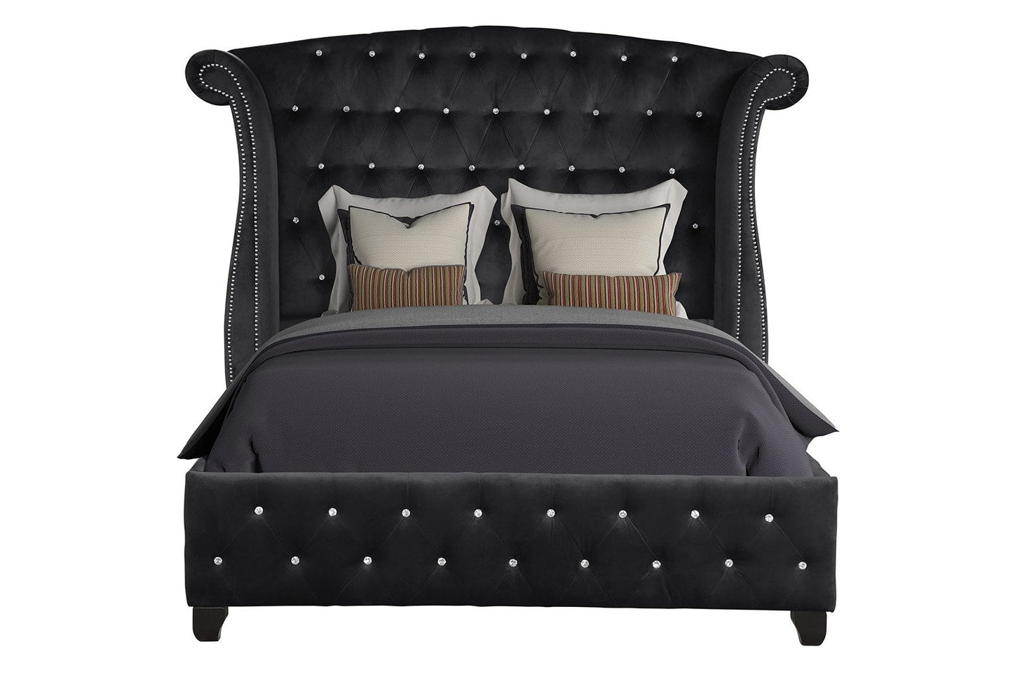 Galaxy Home Sophia Upholstery King Size Bed Made with Wood Black Wood