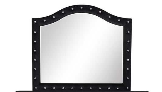 Galaxy Home Sophia Upholstery Mirror Made with Wood Black Wood
