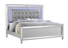 Galaxy Home Sterling Queen 5PC LED Bedroom Set Made with Wood Silver Solid + Manufactured Wood