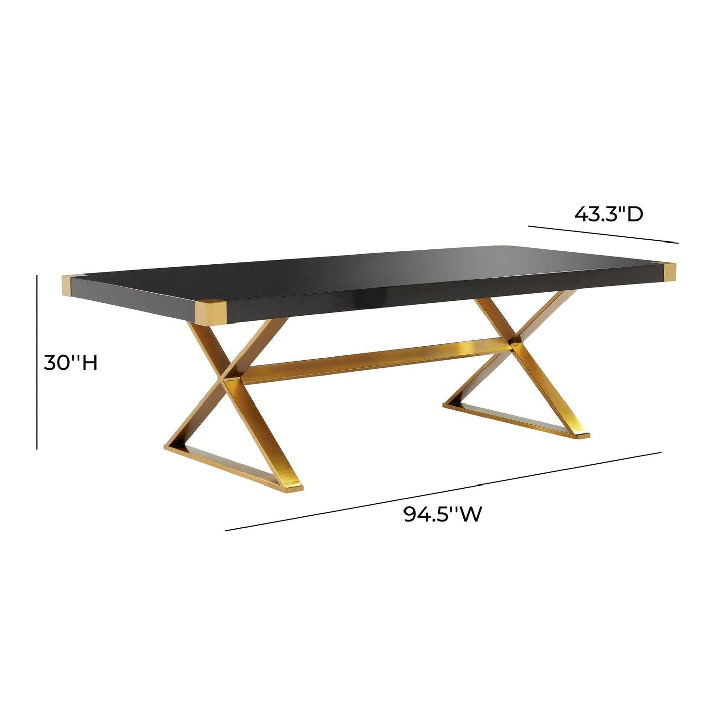 Zinna 95" Dining Table - Black / Gold