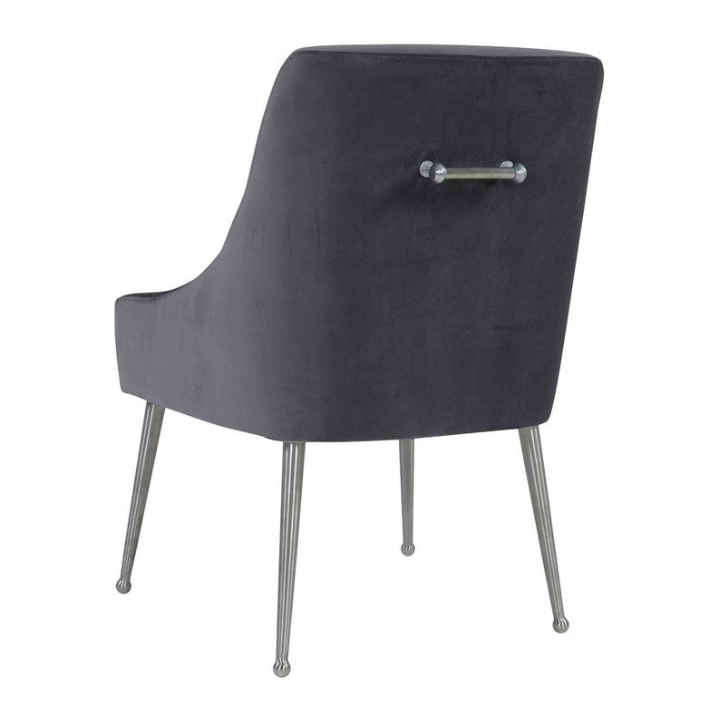 Aries Velvet Dining Chair - Grey/Silver