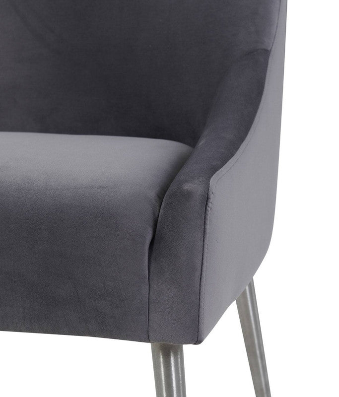 Aries Velvet Dining Chair - Grey/Silver