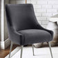 Aries Velvet Dining Chair - Grey/Silver