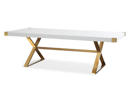 Zinna 95" Dining Table - White / Gold