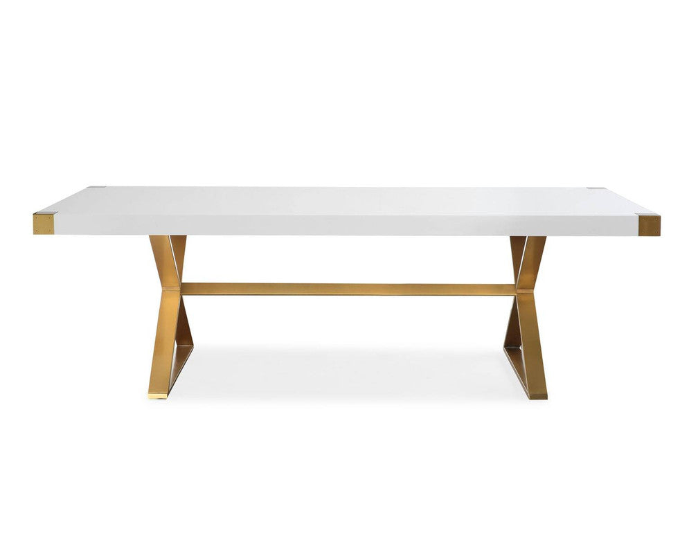 Zinna 95" Dining Table - White / Gold